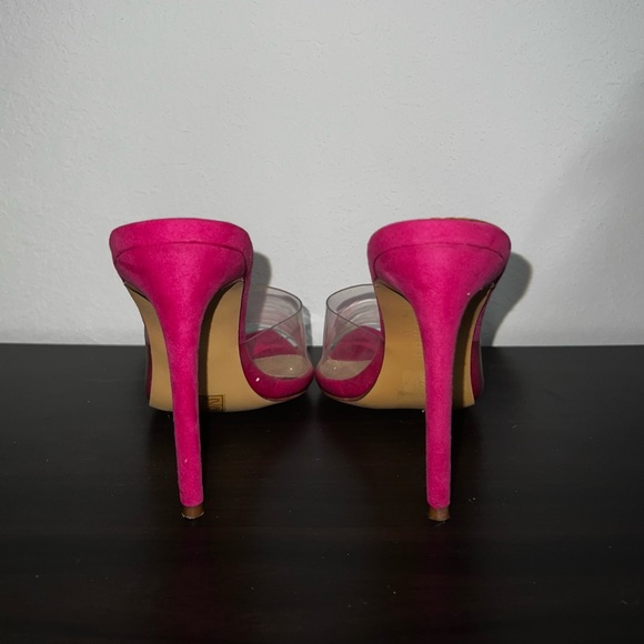 Neon Pink Heels with clear strap - Picture 3 of 5